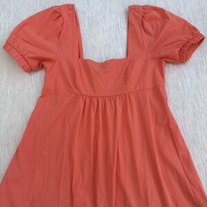 Wild Fable Square Neck Puff Sleeve Babydoll Mini Dress Coral Orange
